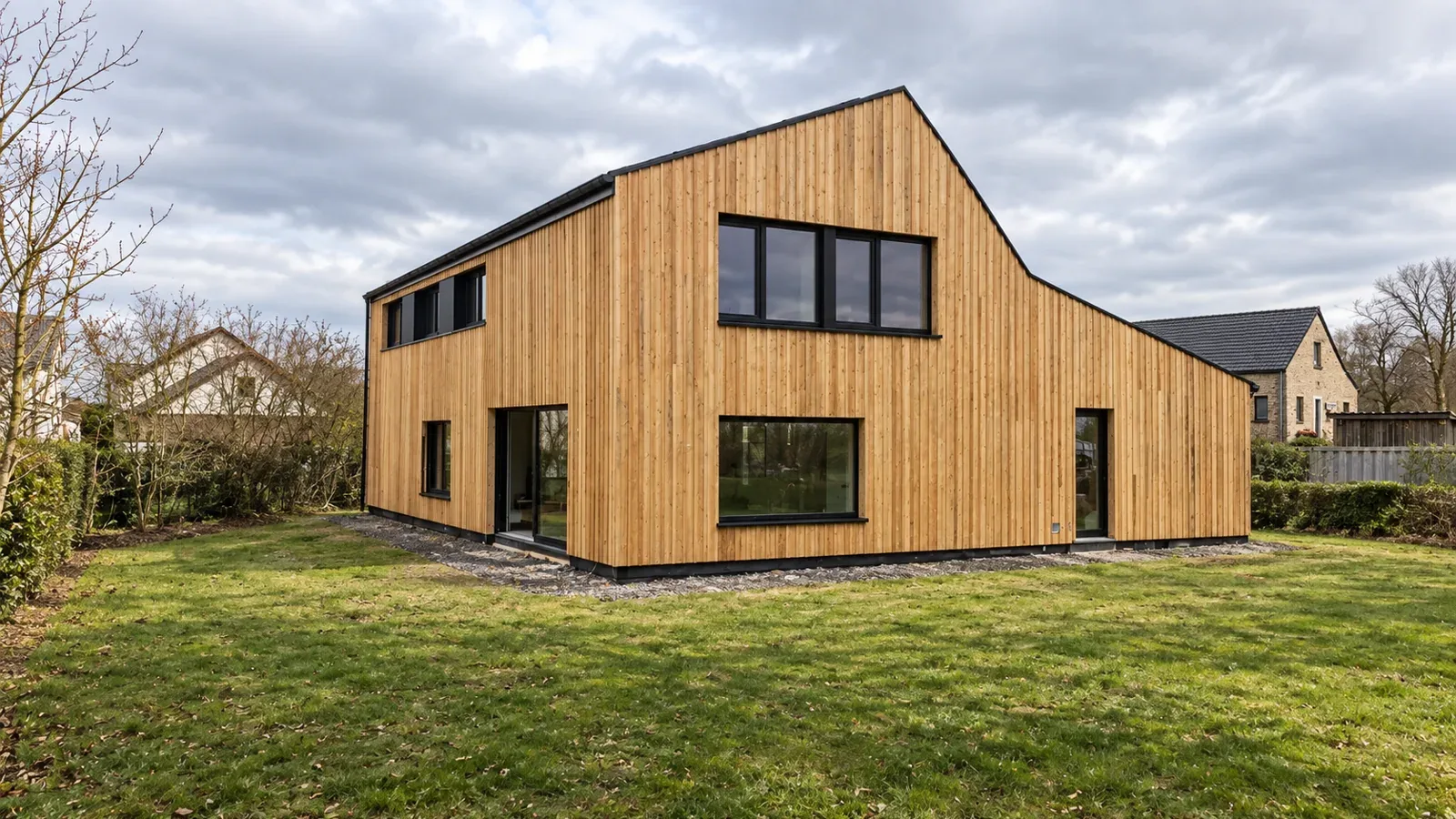 Maison en ossature bois réalisée par Menuiserie Mertens