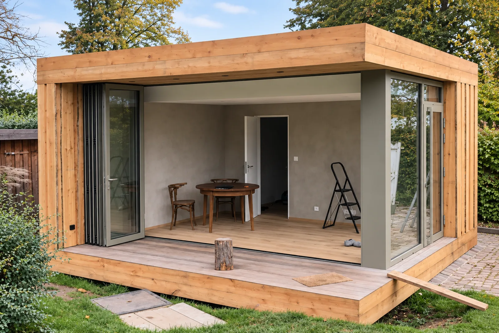 Extension en ossature bois et sa terrasse en bois