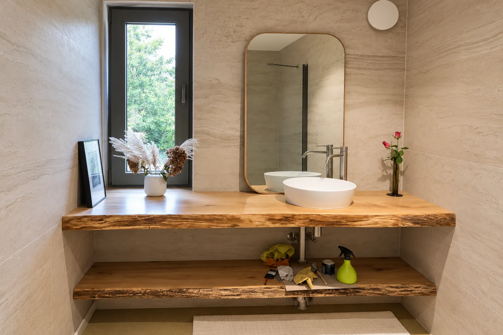 Meuble de salle de bain en bois massif